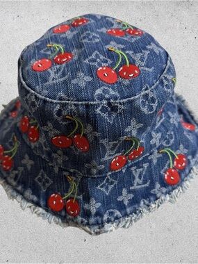 Louis Vuitton Blue Denim Cherry Monogram Bucket Hat